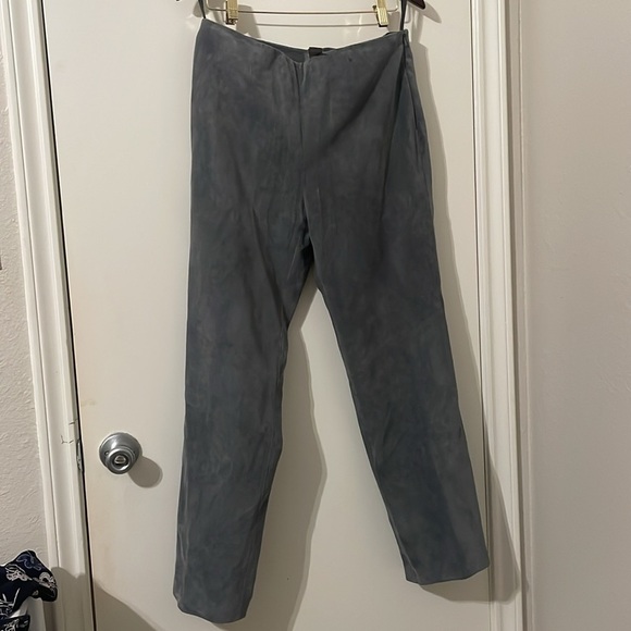 Sigrid Olsen Gray Leather Dress Pants Straight-Leg Formal Size 10 - Picture 1 of 8
